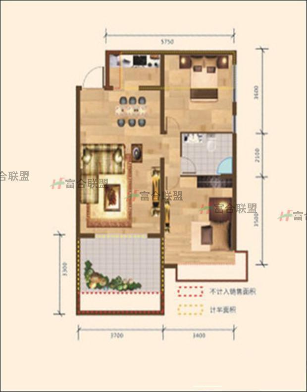 A户型 2房2厅1厨1卫 71.06㎡.jpg
